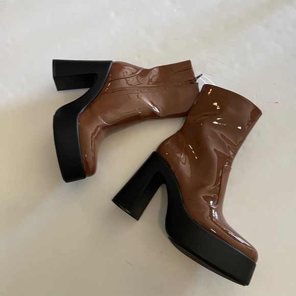 Brown Mid Boots GB Levi-Tate Patent Platform - Picture 4 of 5